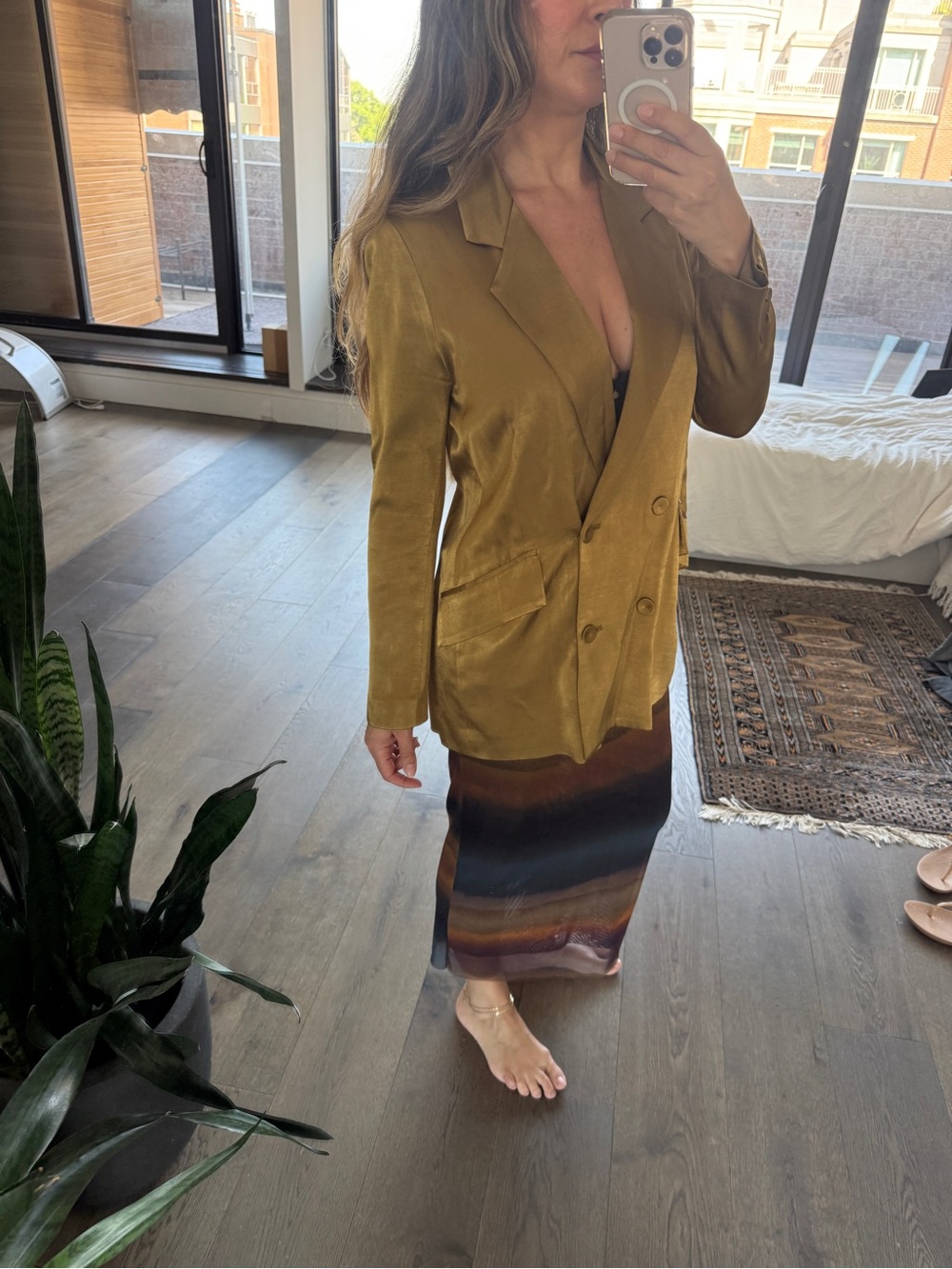 SHONA JOY Giorgia Double Breasted Blazer | Metallic Gold | Size US 4 / AU 8 - Picture 6 of 14